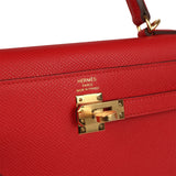 Hermes Kelly Sellier 25 Rouge Radieux Epsom Gold Hardware