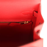 Hermes Kelly Sellier 25 Rouge Radieux Epsom Gold Hardware