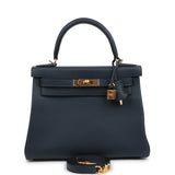 Hermes Kelly Retourne 28 Bleu Abysse Evercolor Gold Hardware - Thumbnail View 1