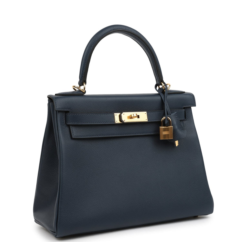 Hermes Kelly Retourne 28 Bleu Abysse Evercolor Gold Hardware