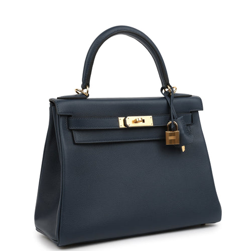 Hermes Kelly Retourne 28 Bleu Abysse Evercolor Gold Hardware