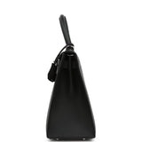 Pre-owned Hermes Kelly Sellier 28 Black Epsom Palladium Hardware