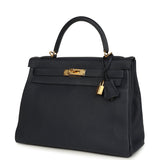 Pre-owned Hermes Kelly Retourne 32 Bleu Nuit Togo Gold Hardware - Thumbnail View 5