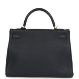 Pre-owned Hermes Kelly Retourne 32 Bleu Nuit Togo Gold Hardware - Thumbnail View 4