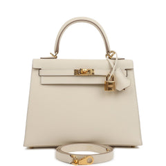 Hermes Kelly Sellier 25 Craie Epsom Gold Hardware