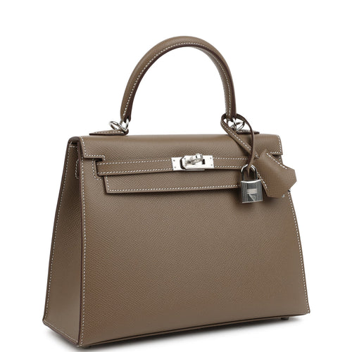 Hermes Kelly Sellier 25 Etoupe Epsom Palladium Hardware