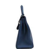 Hermes Kelly Retourne 32 Bleu Tie Clemence Palladium Hardware