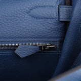 Hermes Kelly Retourne 32 Bleu Tie Clemence Palladium Hardware