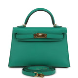 Pre-owned Hermes Kelly Sellier 20 Vert Jade Epsom Gold Hardware