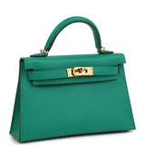 Pre-owned Hermes Kelly Sellier 20 Vert Jade Epsom Gold Hardware