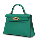 Pre-owned Hermes Kelly Sellier 20 Vert Jade Epsom Gold Hardware