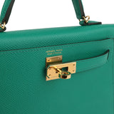 Pre-owned Hermes Kelly Sellier 20 Vert Jade Epsom Gold Hardware