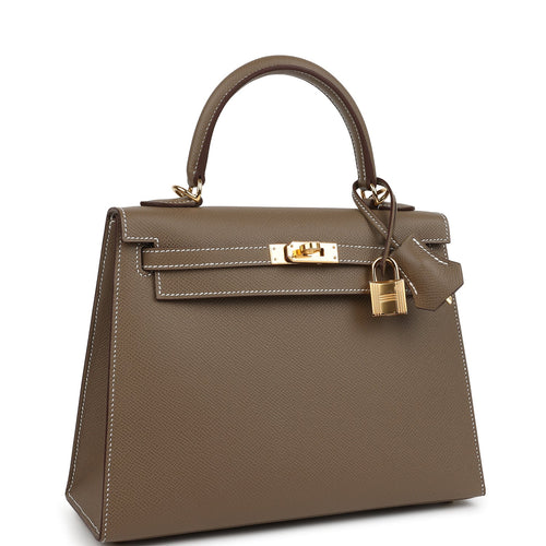Hermes Kelly Sellier 25 Etoupe Epsom Gold Hardware