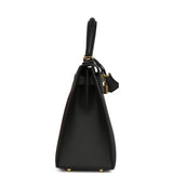 Pre-owned Hermes Kelly Sellier 28 Black Epsom Gold Hardware