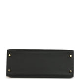 Pre-owned Hermes Kelly Sellier 28 Black Epsom Gold Hardware