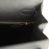 Pre-owned Hermes Kelly Sellier 28 Black Epsom Gold Hardware
