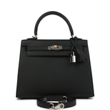 Hermes Kelly Sellier 25 Black Epsom Electrum Hardware