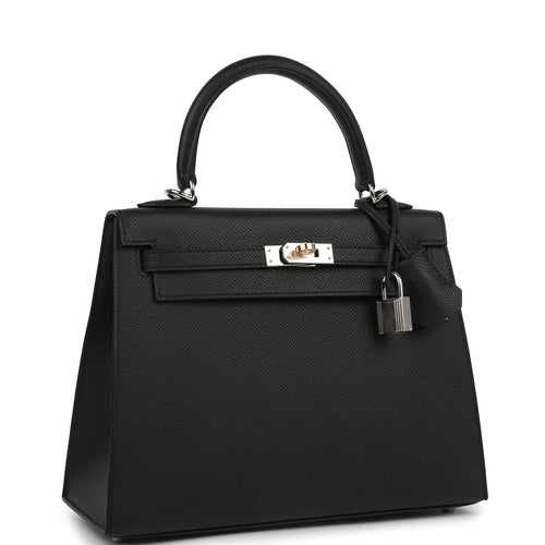 Hermes Kelly Sellier 25 Black Epsom Electrum Hardware