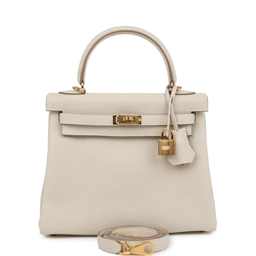 Hermes Kelly Retourne 25 Craie Togo Gold Hardware