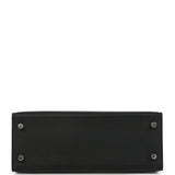 Pre-owned Hermes Kelly Sellier 25 Black Epsom Palladium Hardware