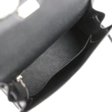Pre-owned Hermes Kelly Sellier 25 Black Epsom Palladium Hardware