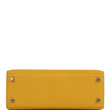 Pre-owned Hermes Kelly Sellier 25 Jaune Ambre Epsom Palladium Hardware