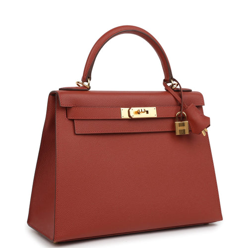Hermes Kelly Sellier 28 Rouge Venitien Epsom Gold Hardware
