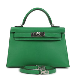 Hermes Kelly Sellier 20 Bambou Chevre Chamkila Palladium Hardware