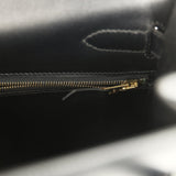 Vintage Hermes Kelly Sellier 32 Black Box Gold Hardware