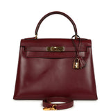Vintage Hermes Kelly Sellier 28 Rouge H Box Gold Hardware