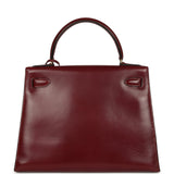 Vintage Hermes Kelly Sellier 28 Rouge H Box Gold Hardware