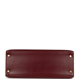 Vintage Hermes Kelly Sellier 28 Rouge H Box Gold Hardware