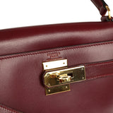Vintage Hermes Kelly Sellier 28 Rouge H Box Gold Hardware