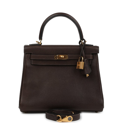 Hermes Kelly Retourne 25 Ebene Barenia Faubourg Gold Hardware