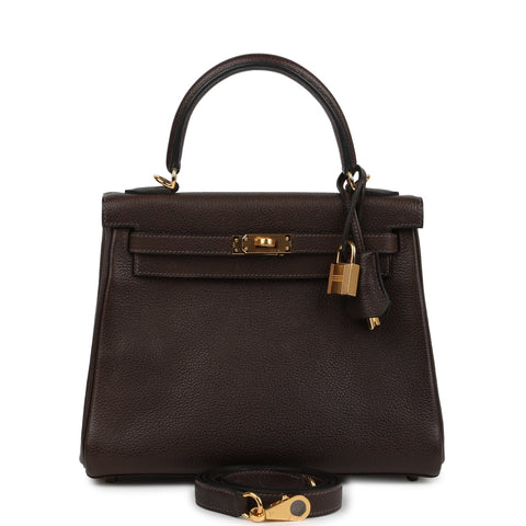 Hermes Kelly Retourne 25 Ebene Barenia Faubourg Gold Hardware