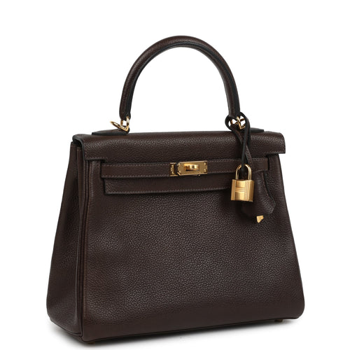 Hermes Kelly Retourne 25 Ebene Barenia Faubourg Gold Hardware