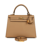 Hermes Kelly Sellier 25 Chai Epsom Gold Hardware