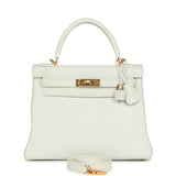 Hermes Kelly Retourne 28 White Clemence Gold Hardware