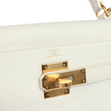 Hermes Kelly Retourne 28 White Clemence Gold Hardware
