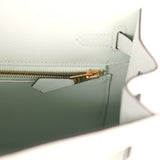 Hermes Kelly Sellier 25 Vert Peppermint Epsom Permabrass Hardware