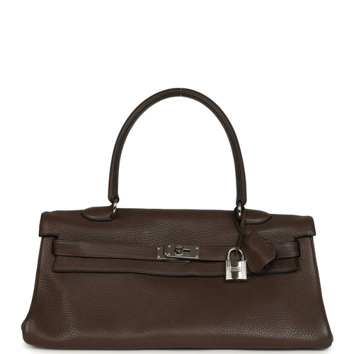 Vintage Hermes Shoulder Kelly 42 JPG Chocolate Clemence Palladium Hardware