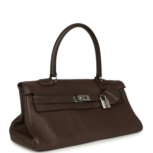 Vintage Hermes Shoulder Kelly 42 JPG Chocolate Clemence Palladium Hardware