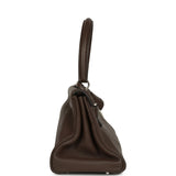Vintage Hermes Shoulder Kelly 42 JPG Chocolate Clemence Palladium Hardware - Thumbnail View 3