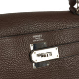 Vintage Hermes Shoulder Kelly 42 JPG Chocolate Clemence Palladium Hardware - Thumbnail View 7