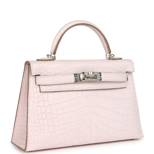 Hermes Kelly Sellier 20 Mauve Pale Boreal Satin Alligator Palladium Hardware