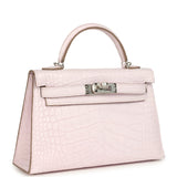 Hermes Kelly Sellier 20 Mauve Pale Boreal Satin Alligator Palladium Hardware