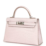 Hermes Kelly Sellier 20 Mauve Pale Boreal Satin Alligator Palladium Hardware