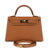 Pre-owned Hermes Kelly Sellier 20 Gold Epsom Gold Hardware