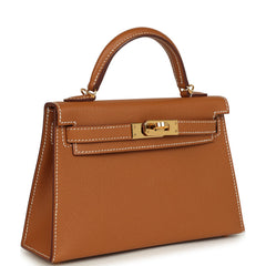 Pre-owned Hermes Kelly Sellier 20 Gold Epsom Gold Hardware