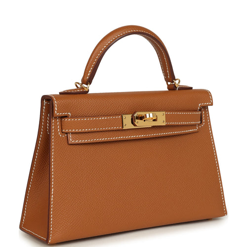 Pre-owned Hermes Kelly Sellier 20 Gold Epsom Gold Hardware